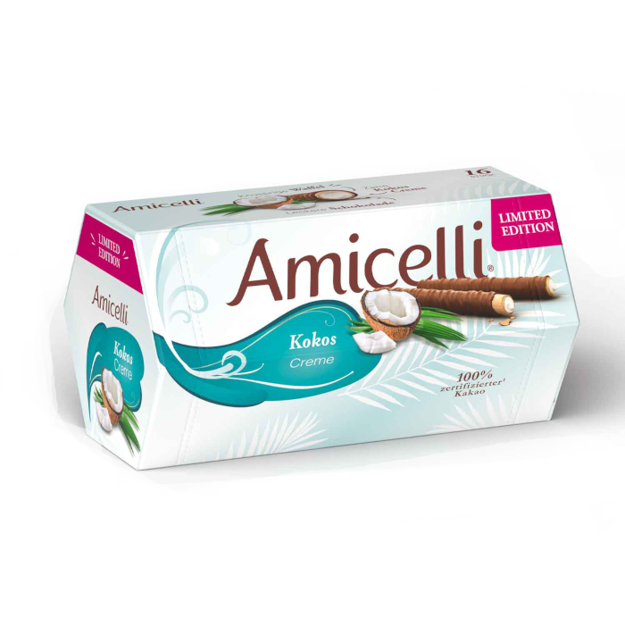 Amicelli Wafer Rolls with Coconut Cream Filling 16 Pieces