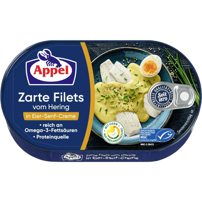 Appel Zarte Heringsfilets in Eier-Senf-Creme 200g / 7.05oz