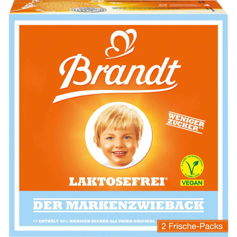 Brandt Zwieback sin lactosa, vegano 225 g / 7.93 oz