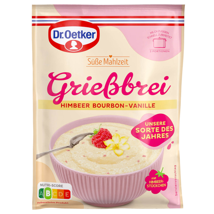 Dr. Oetker Grießbrei Himbeer Bourbon-Vanille-Geschmack 76g