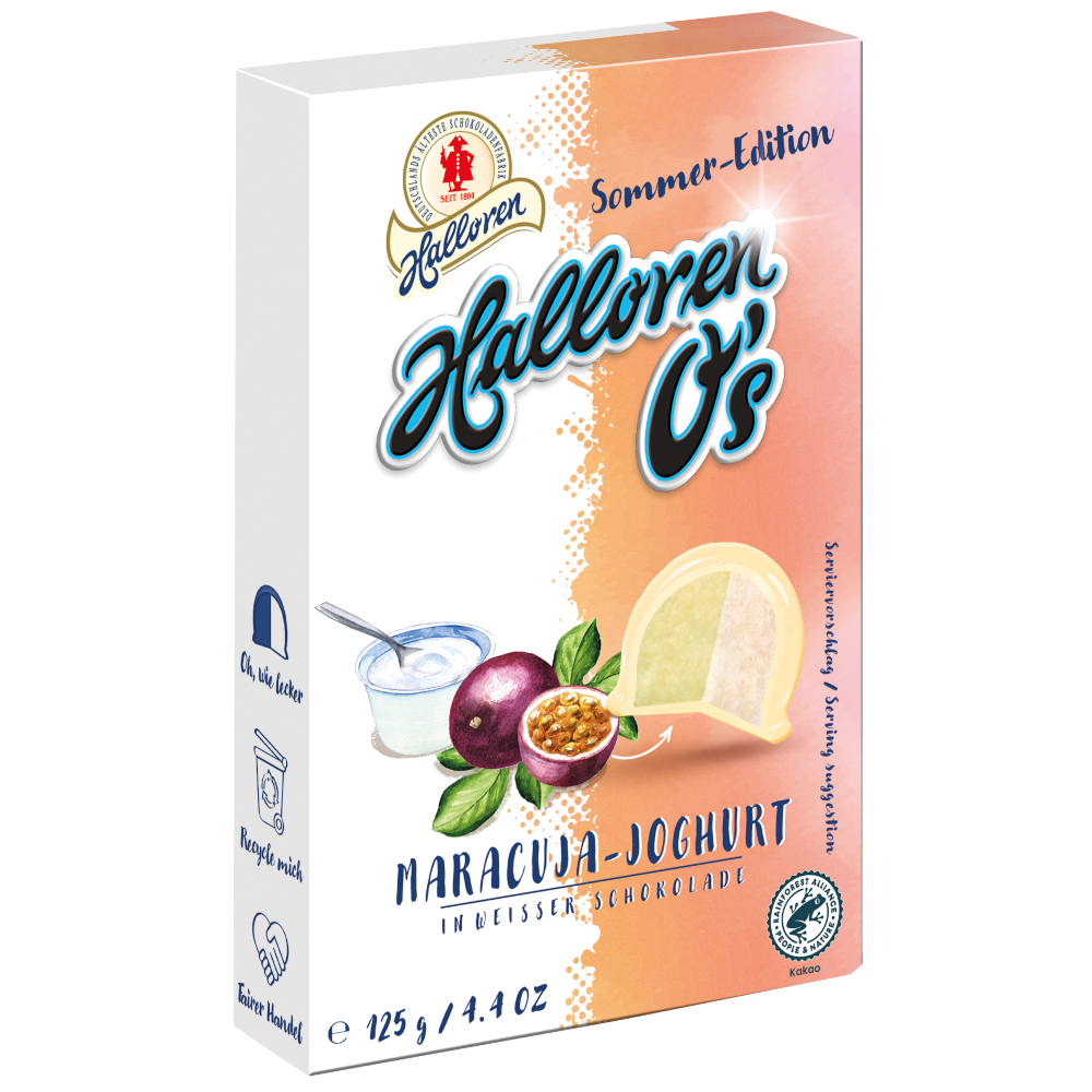Halloren O's Passion Fruit Yogurt Pralines Limited Summer Edition 125g / 4.4oz