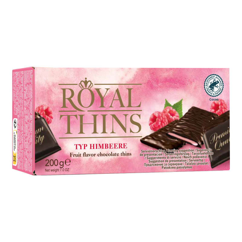 Halloren Royal Thins Raspberry Cream Tablets, vegan 200g / 7.05oz