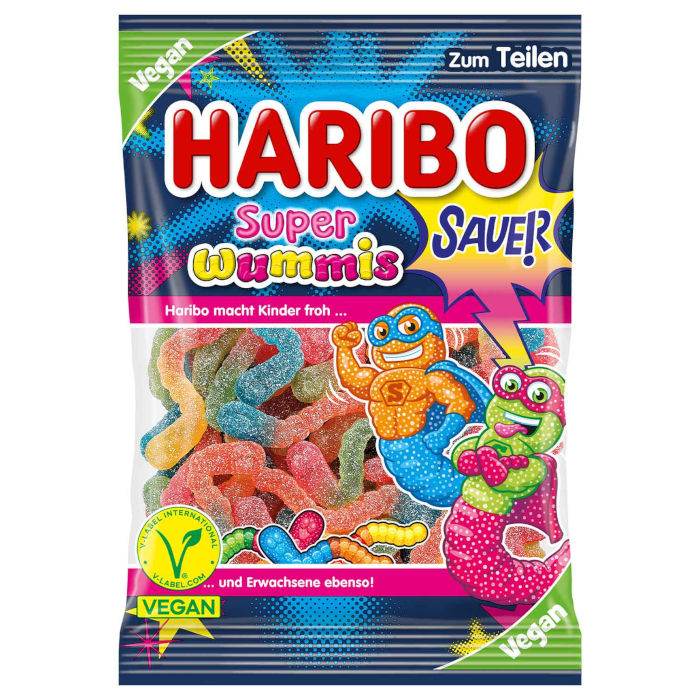 HARIBO סופר וומיס חמוצים גומי פירות טבעוני 175 גרם