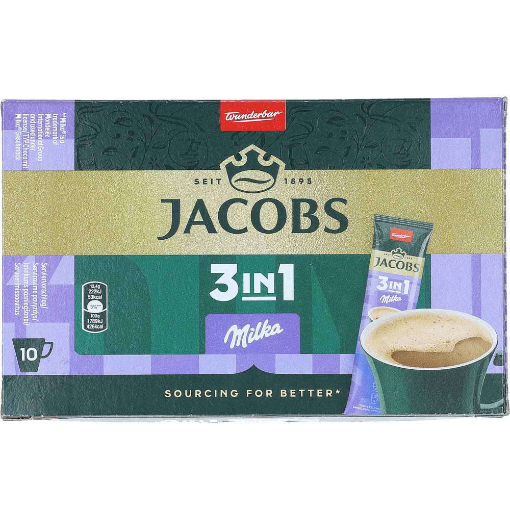 Jacobs 3 in 1 Milka Chocolate Instant Coffee Sticks 124g