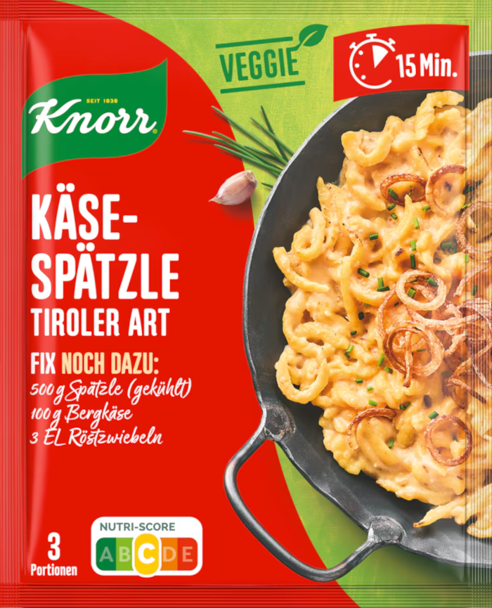 Knorr Fix Veggie für Käse Spätzle Tiroler Art 32g / 1.12oz