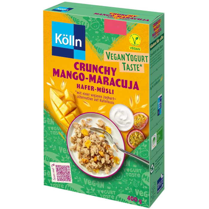 Muesli vegano de avena crujiente con mango y maracuyá de Kölln, 400 g