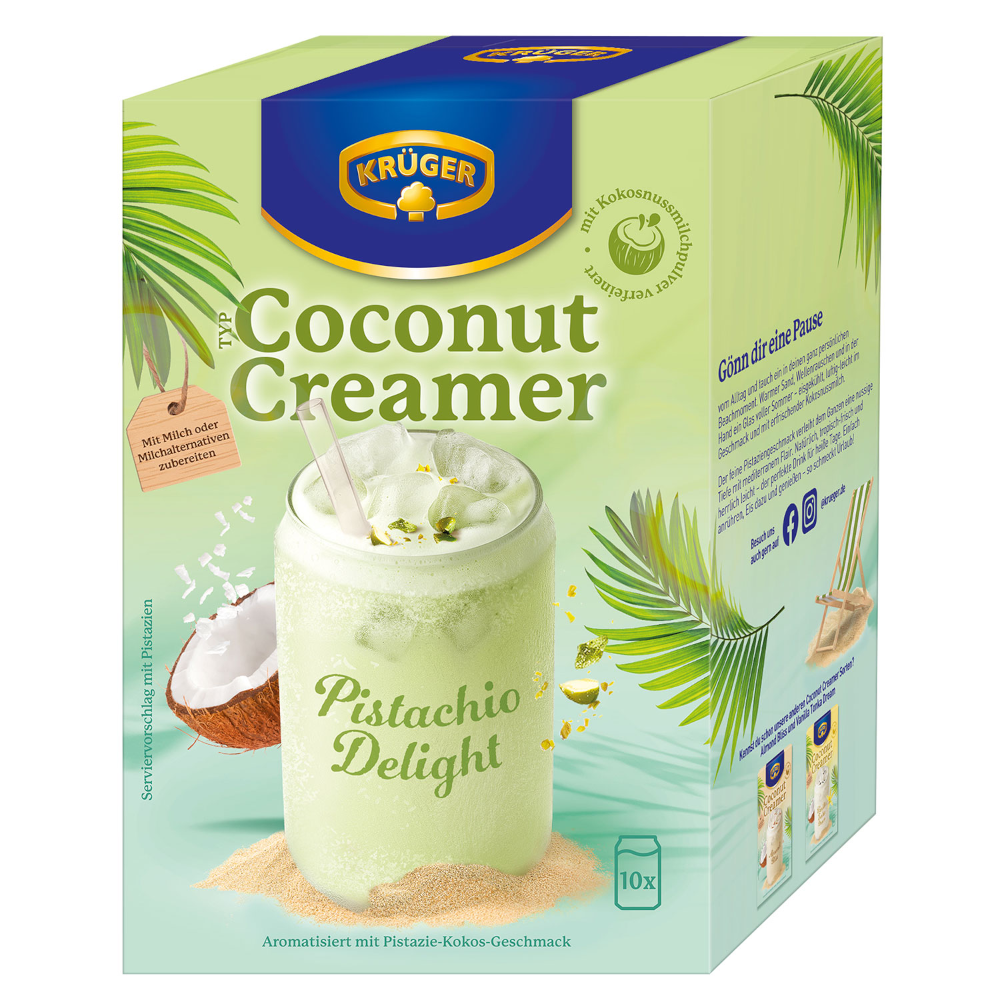 KRÜGER Crème de Noix de Coco Délice Pistache en poudre pour boisson 10 pcs
