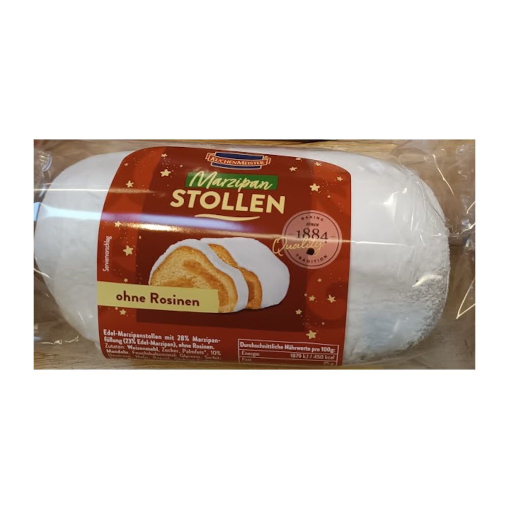 KuchenMeister Fine Marzipan Christmas Stollen without Raisins Christmas Pastry 500g