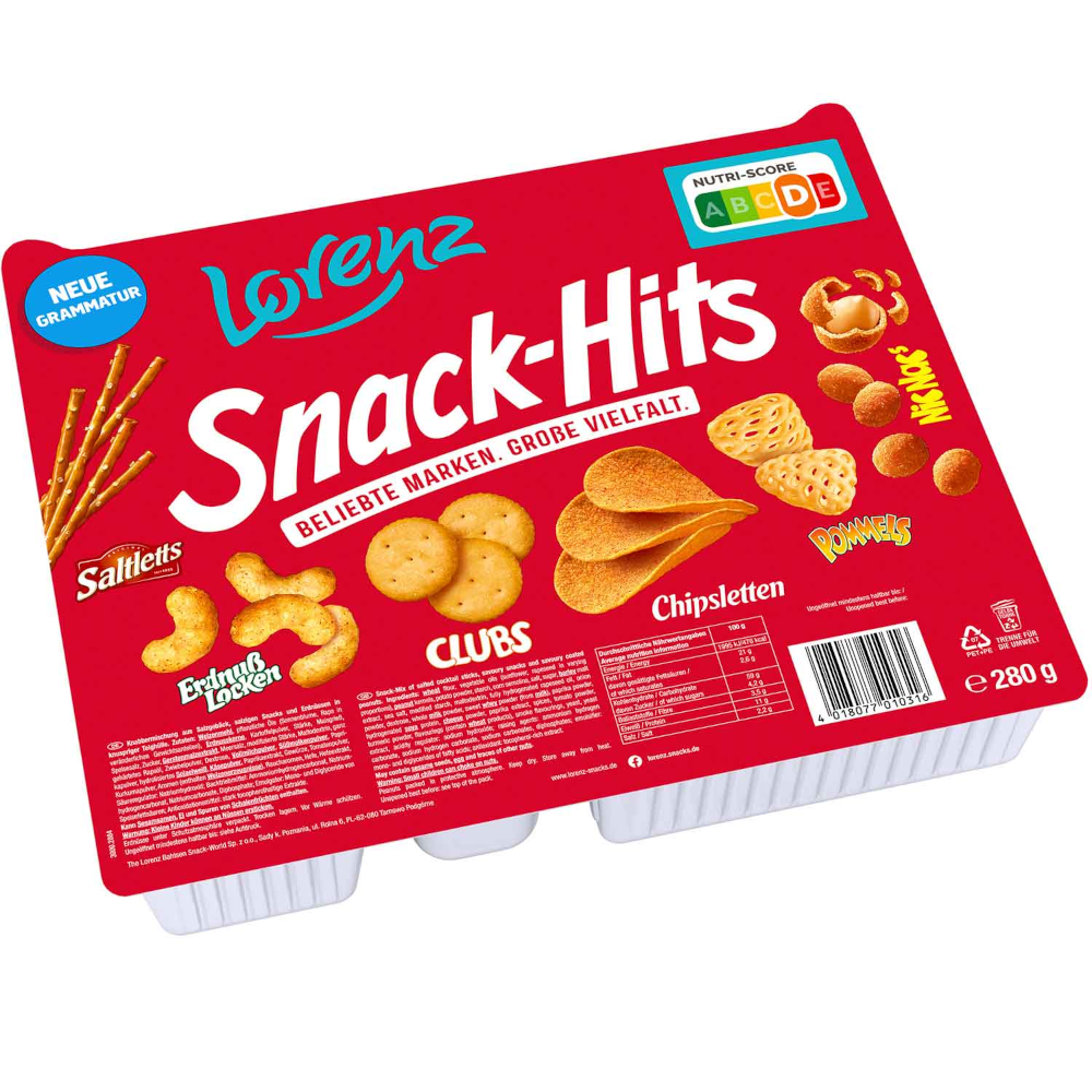 Lorenz Snack-Hits Box mit 6 Sorten Knabbergebäck 280g