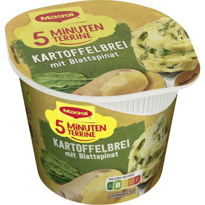 Maggi 5 Minuten Terrine Kartoffelbrei mit Blattspinat 47g / 1.65oz