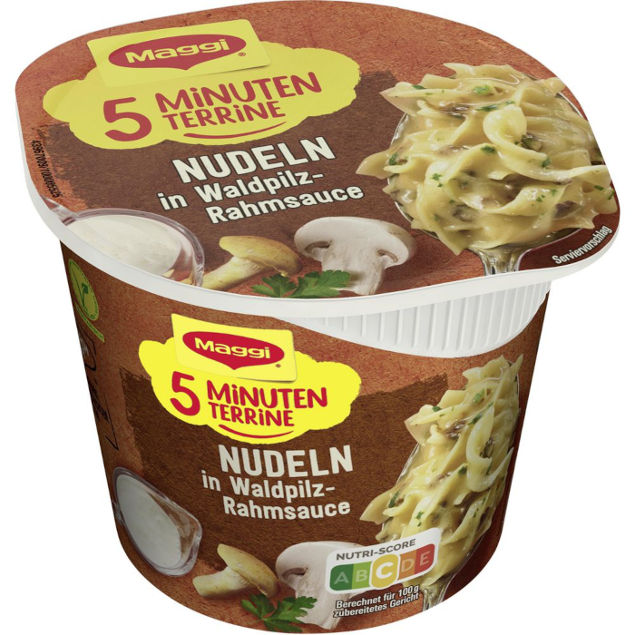 Maggi 5 Minuten Terrine Nudeln in Waldpilz-Rahmsauce 56g / 1.97oz