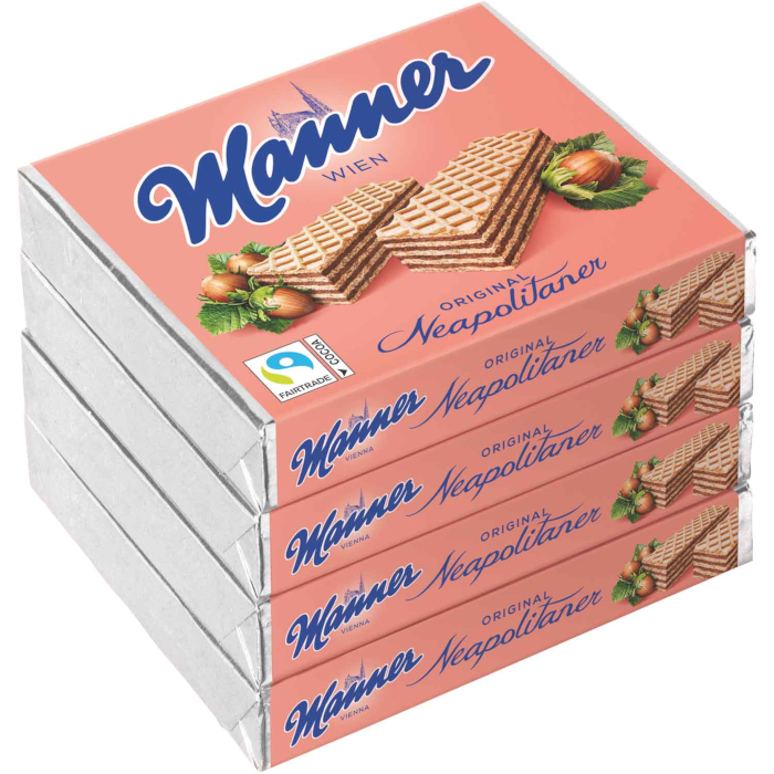 Rebanadas de oblea napolitana Manner Original 4 x 75 g / 4 x 2,64 oz