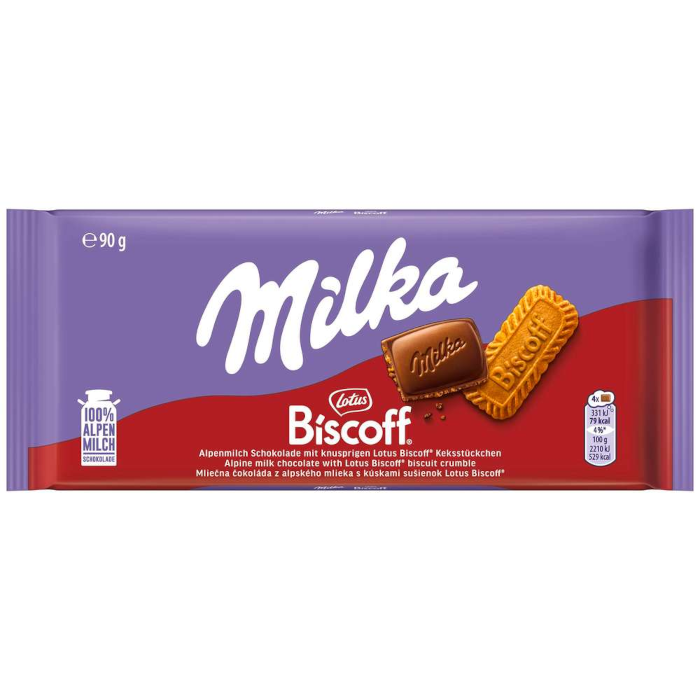 Milka Lotus Biscoff Alpine Milk Chocolate 90g / 3.17oz