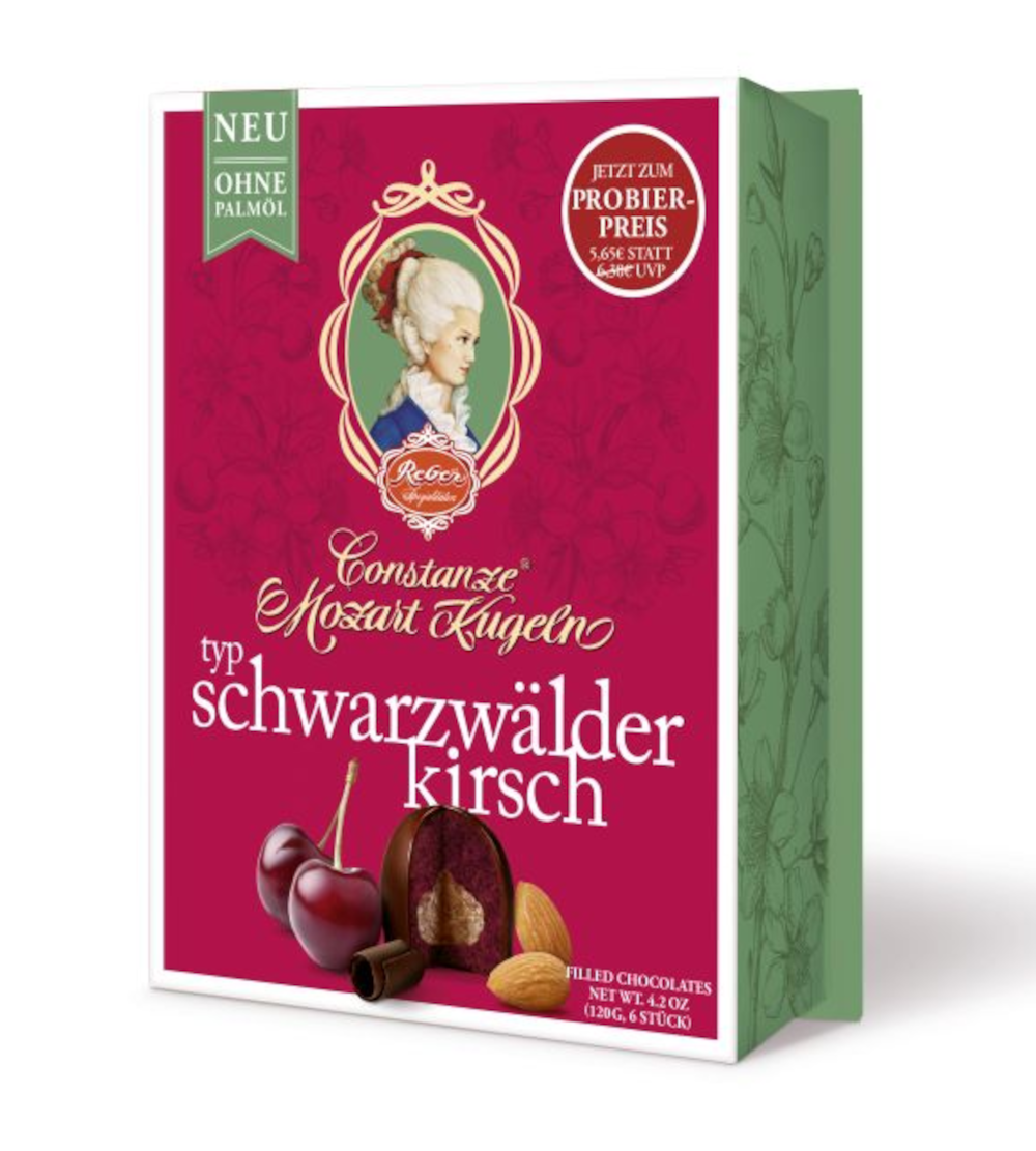 Reber Constanze Forêt-Noire Cerise Mozart Boules 6 pièces 120g