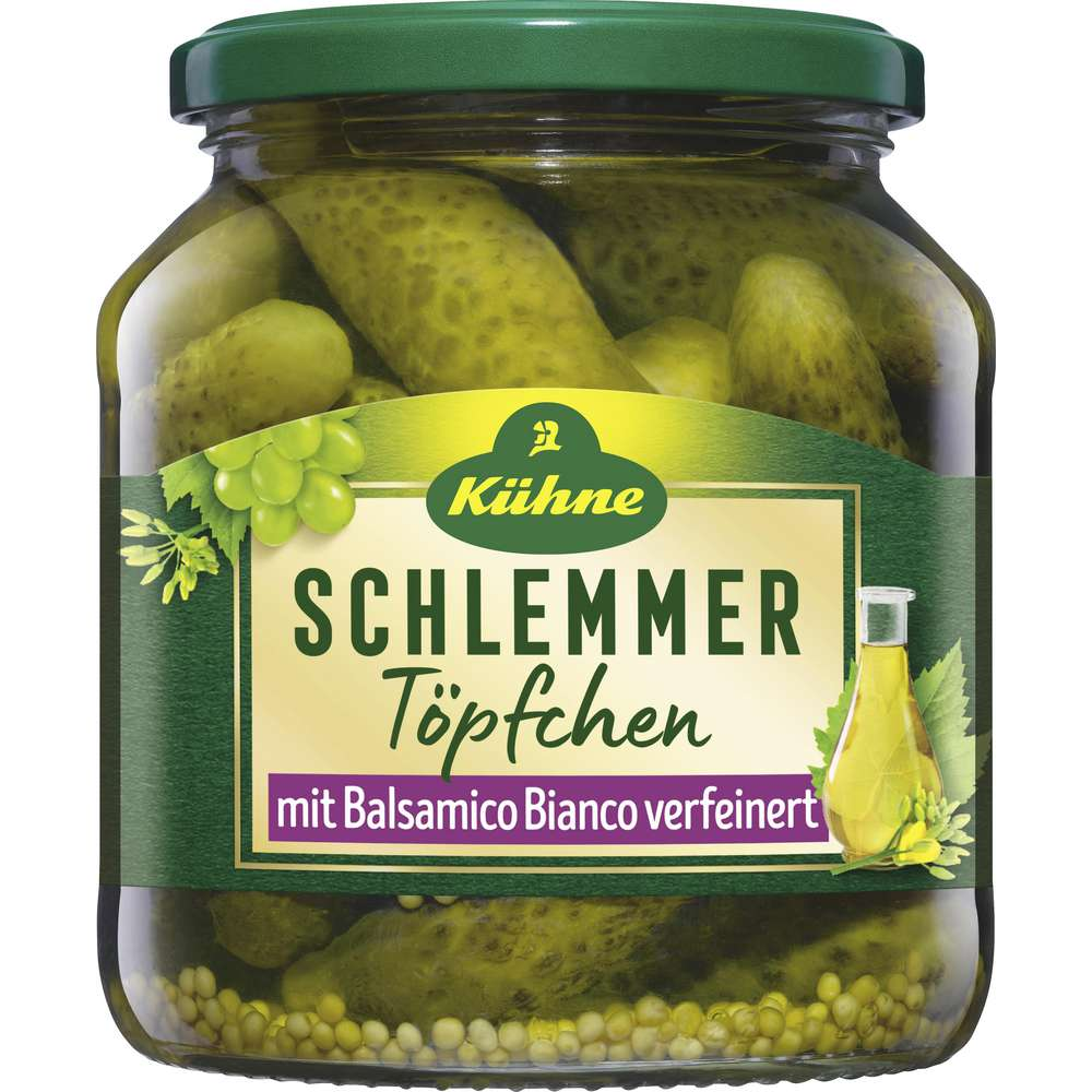 Kühne Cornichons Schlemmertöpfchen Balsamico Bianco 580ml / 19.61fl.oz.