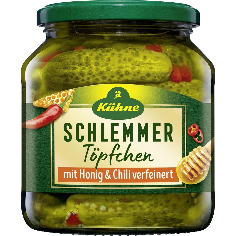 Kühne Cornichons Schlemmertöpfchen Honig & Chili 580ml / 19.61fl.oz.