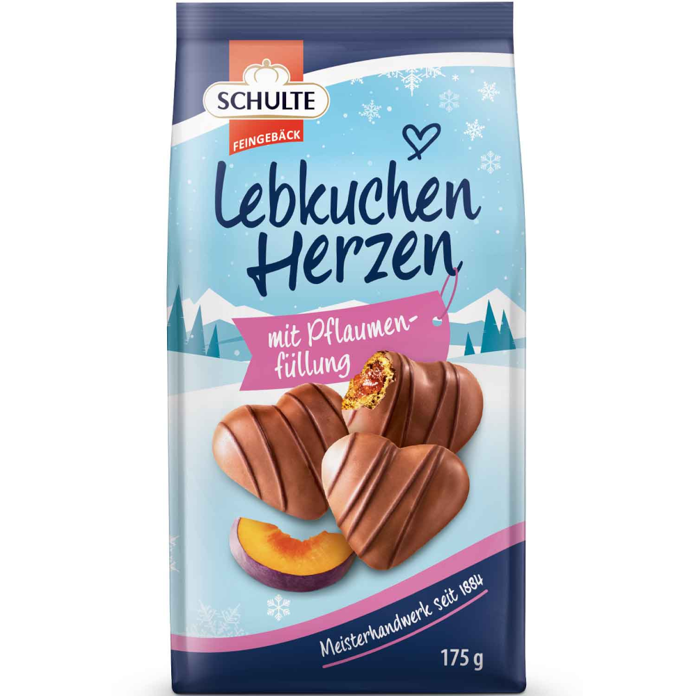 Schulte Gingerbread Hearts with Plum Filling 175g