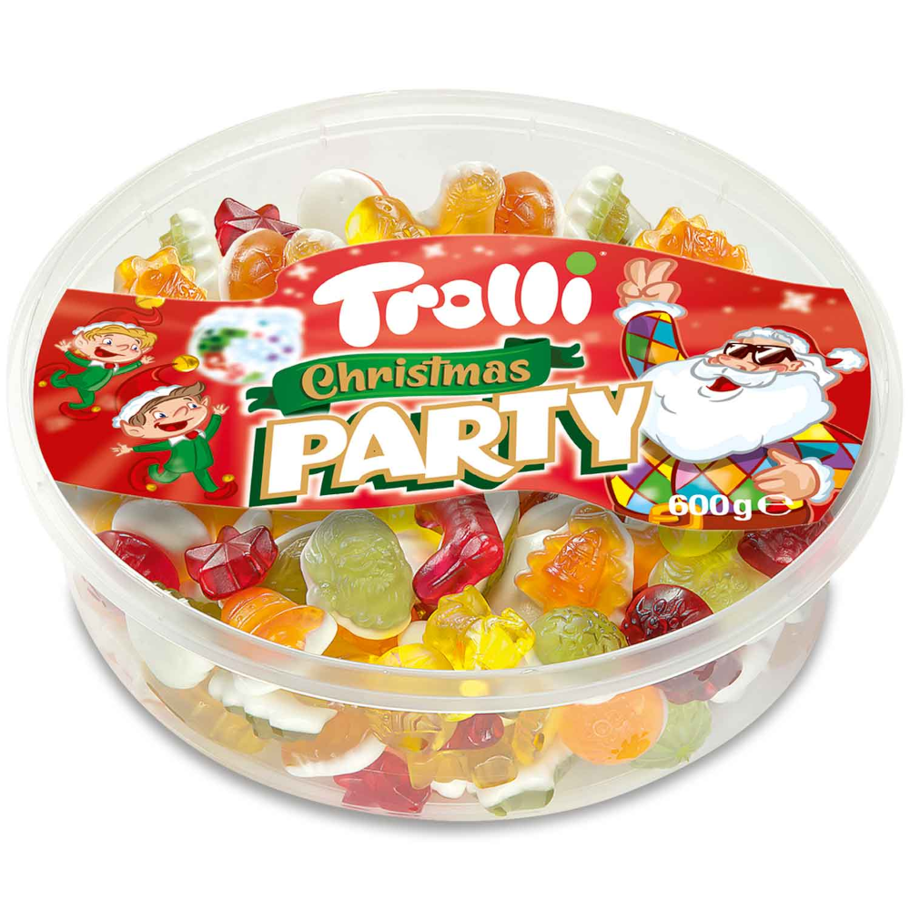Trolli Christmas Party caramelle gommose alla frutta con zucchero spumoso 600g / 21.16oz