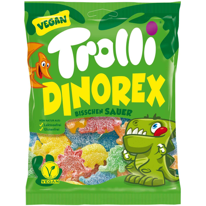 Trolli Vegane Fruchtgummi Dinorex Fruchtig Sauer 150g