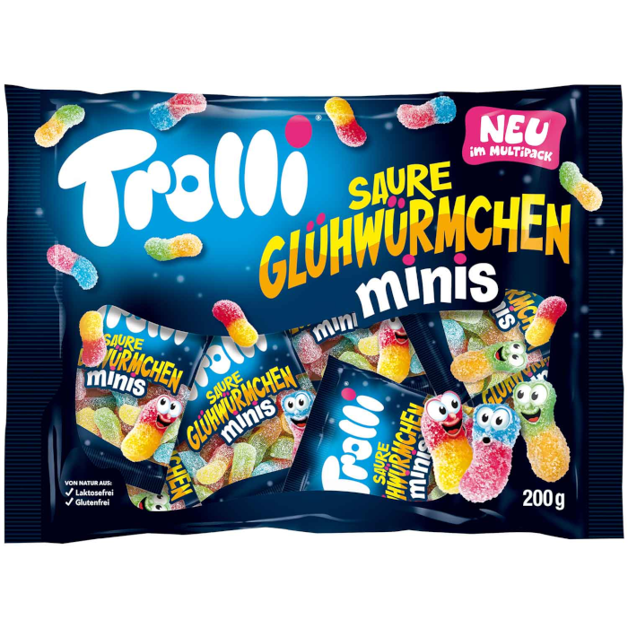 Trolli Fruchtgummi Saure Glühwürmchen Minis Multipack 200g