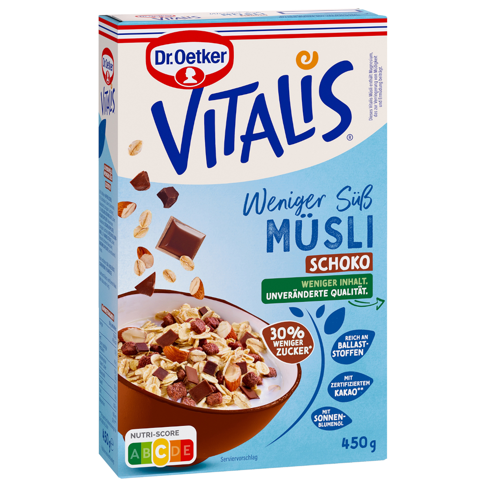 Dr. Oetker Vitalis Chocolate Muesli Less sweet 450g