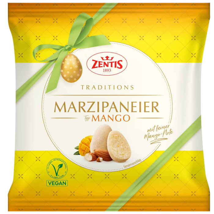 Zentis Marzipan Eggs Mango Easter, vegan 125g / 4.4oz