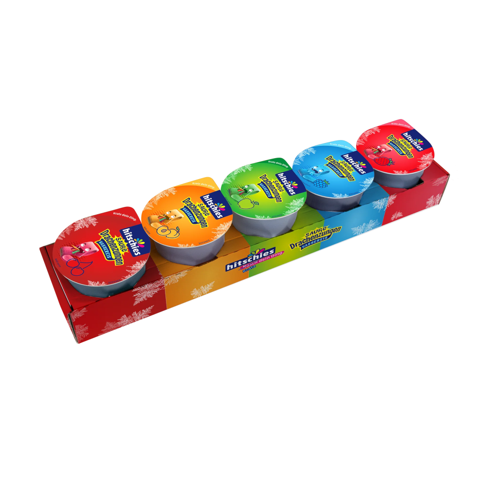 hitschies Sour Dragon Tongues Kratzies Water Ice Cream, vegan 5x160ml / 5x5.41 fl.oz.