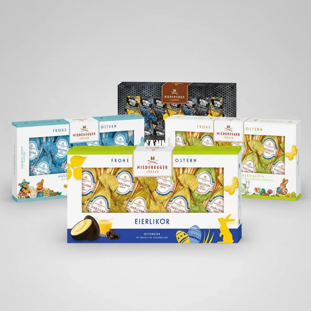 Niederegger Easter Egg Variations (Alcoholic) - 4 varieties in a bundle with a 10% discount