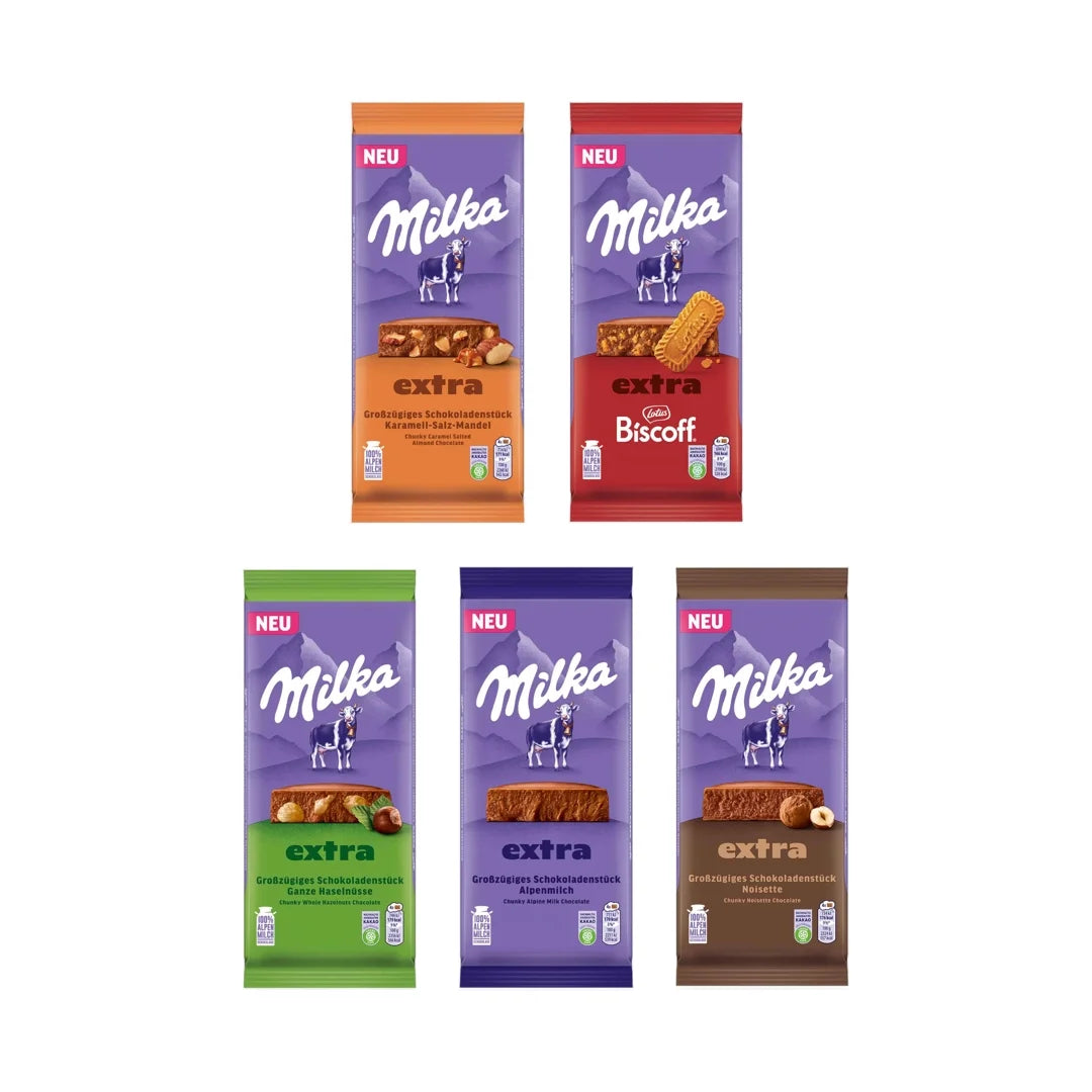 Milka Extra chocolate tasting set 5 bars with 10% discount