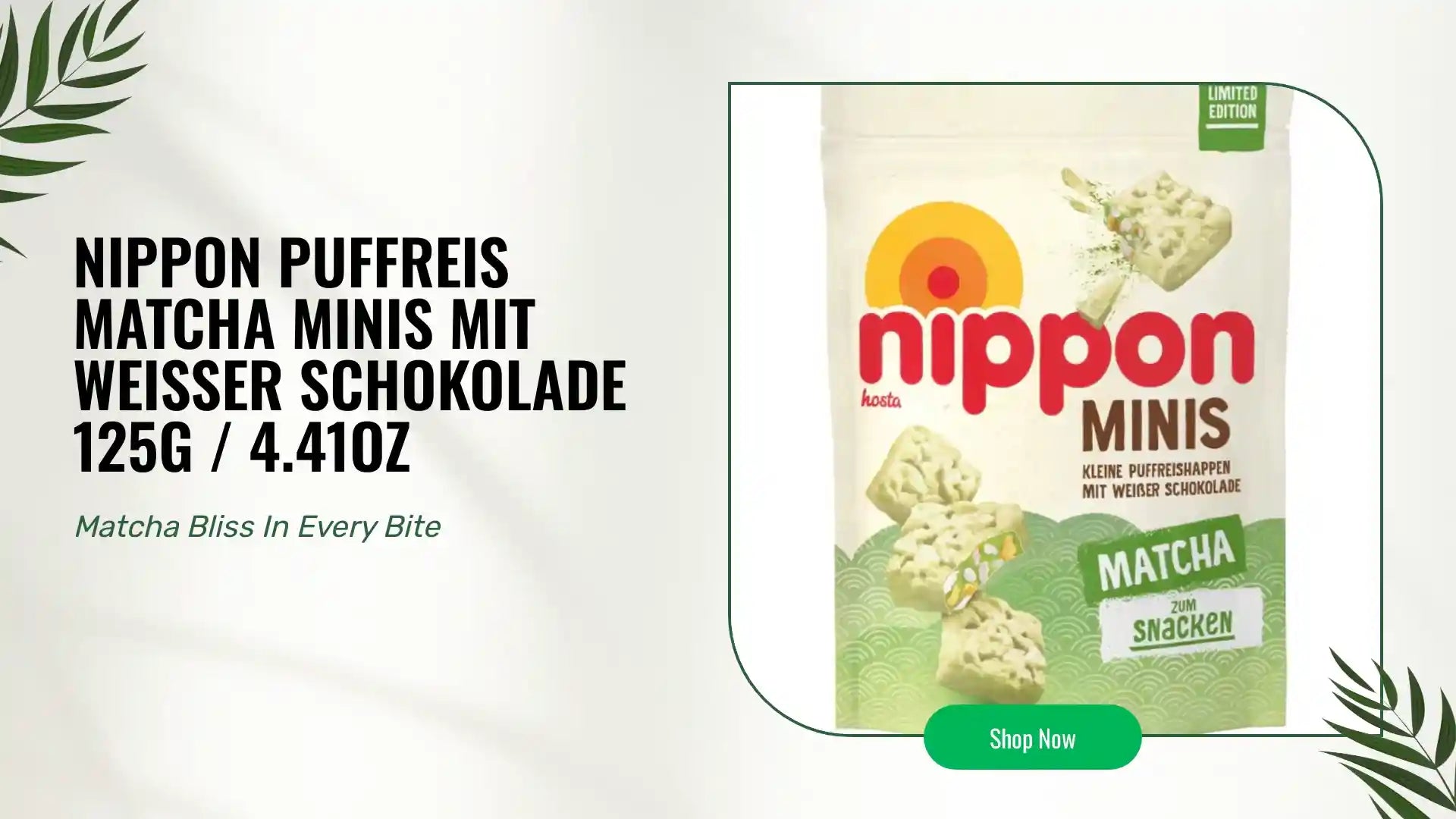 Nippon Puffreis Matcha Minis mit weißer Schokolade 125g / 4.41oz by@Outfy
