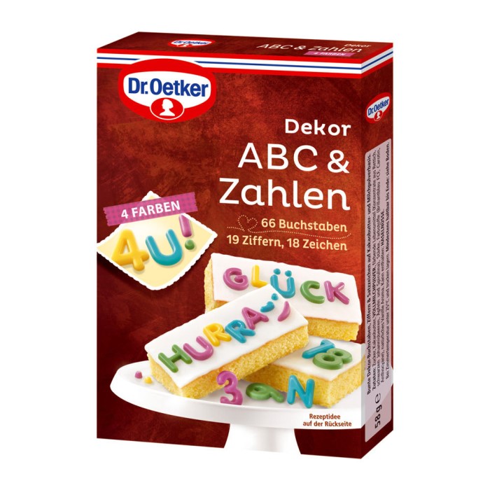 Dr. Oetker Dekor ABC & Zahlen in 4 Farben 58g