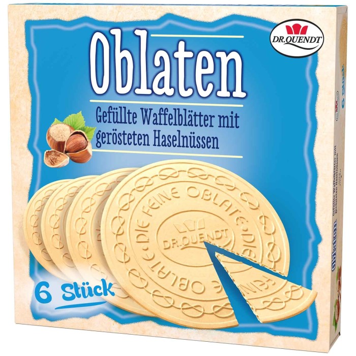 Dr. Quendt Oblaten Haselnuss gefüllte Waffelblätter 6 Stück