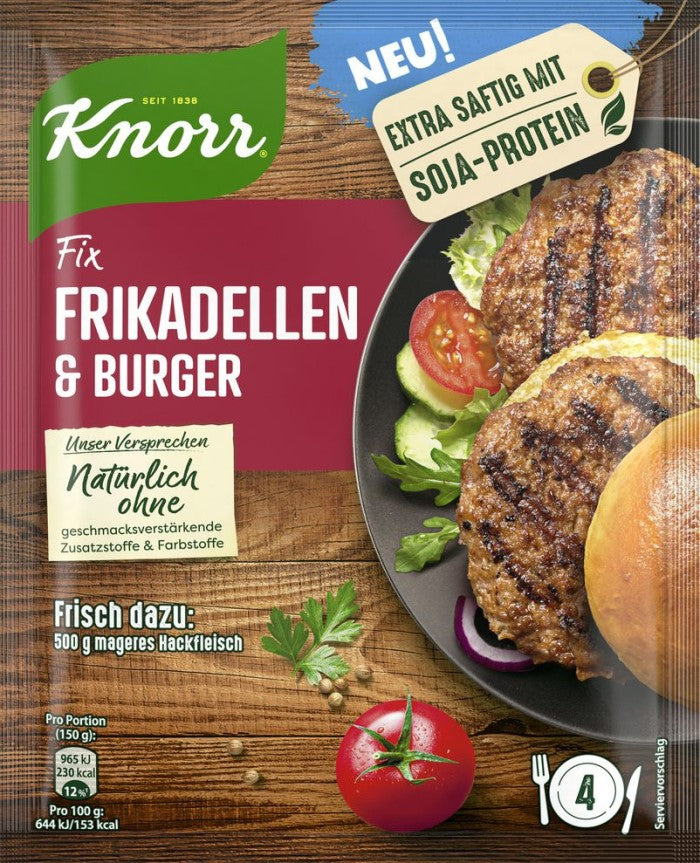 oz. Knorr NET. Fix burgers 1.62 for & meatballs 46g /