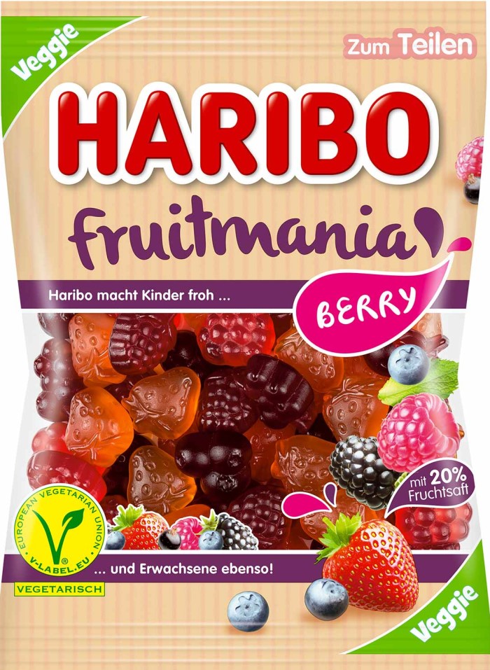 HARIBO Fruitmania Berry gomme végétarienne aux 160 g Tysklands mærker