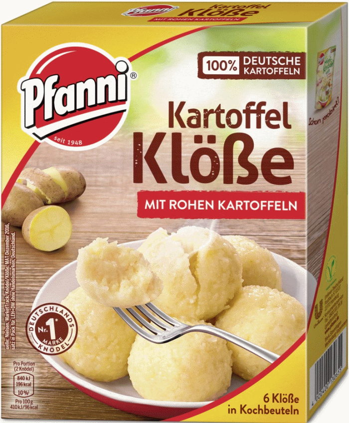 Pfanni Kartoffelklöße aus rohen Kartoffeln in Kochbeuteln