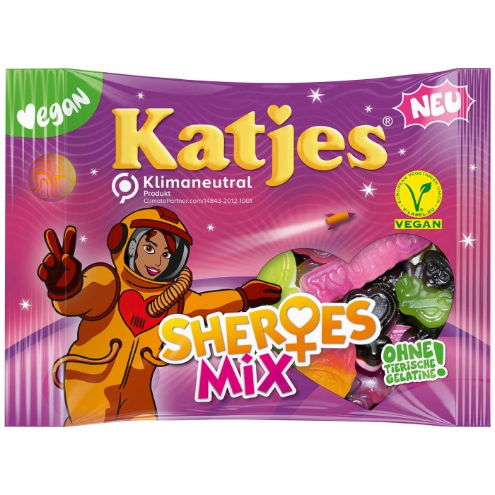 Katjes Sheroes Mix veganes Fruchtgummi, Lakritz & Schaumzucker 175g