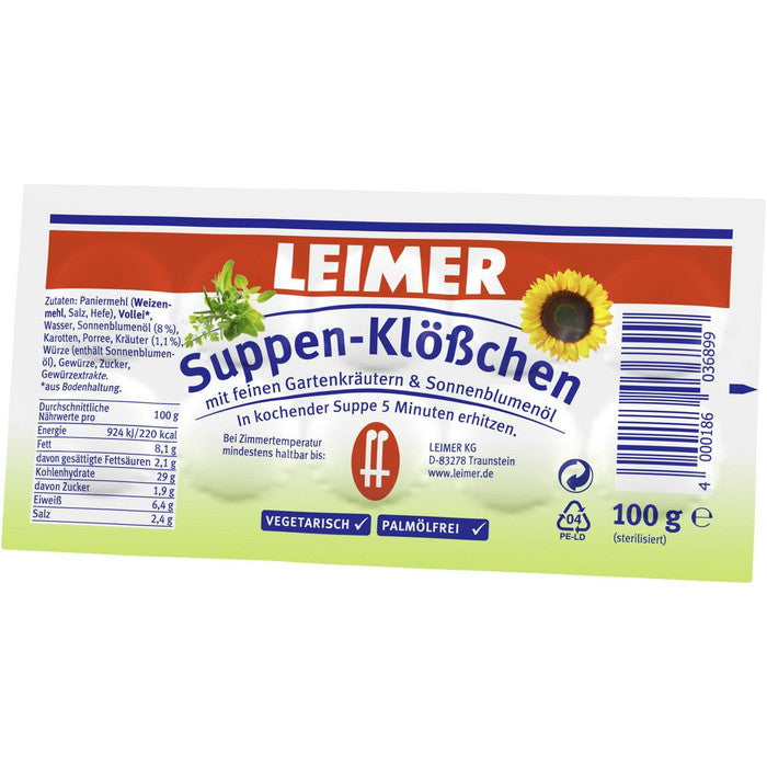 LEIMER Vegetarische Suppenklößchen Suppeneinlage 100g