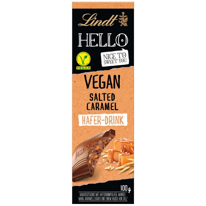 Lindt HELLO Vegan Haferdrink Schokolade Salted Caramel 100g / 3.52 oz