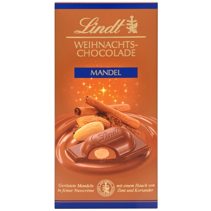 Chocolat de Noël aux amandes Lindt 100g / 3.52 oz