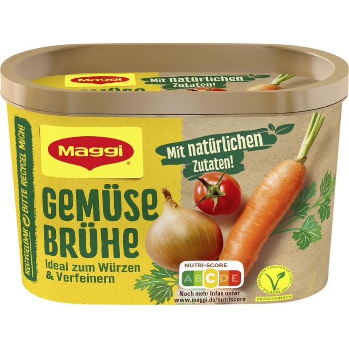 Maggi vegetarische Gemüsebrühe in der Vorratsdose ergibt 18 Liter