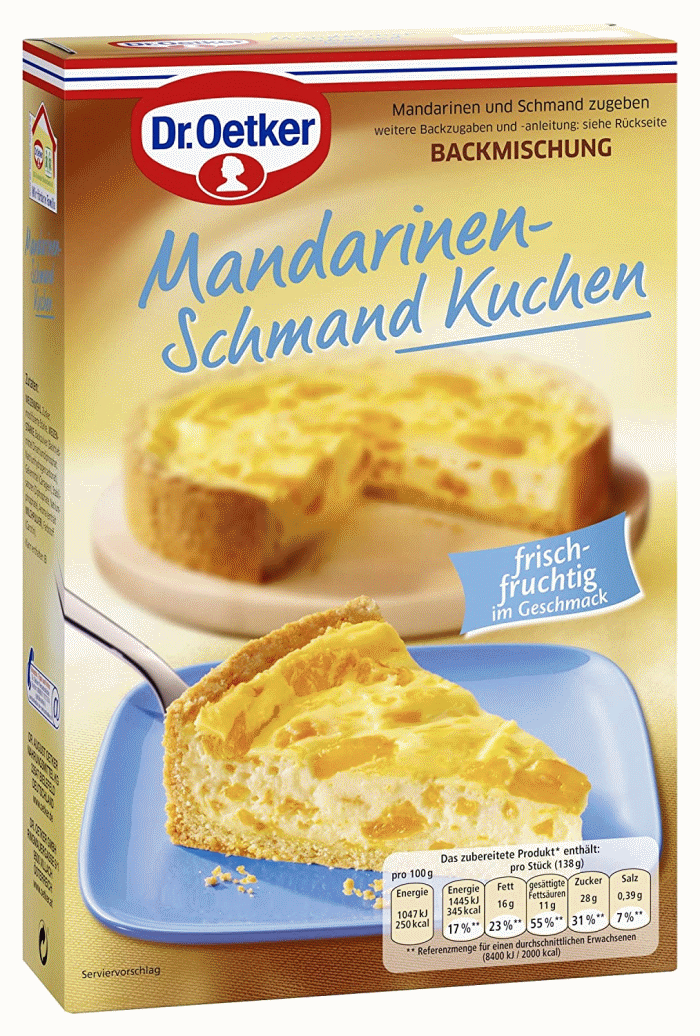 Dr. Oetker Mandarinen Schmand Kuchen Backmischung