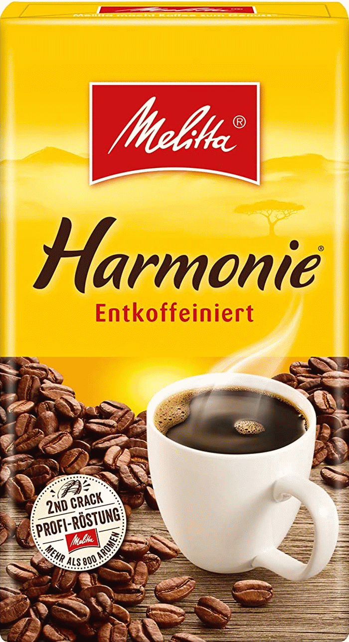 Melitta KaffeeHarmonieカフェイン抜きの挽いたフィルターコーヒー500g