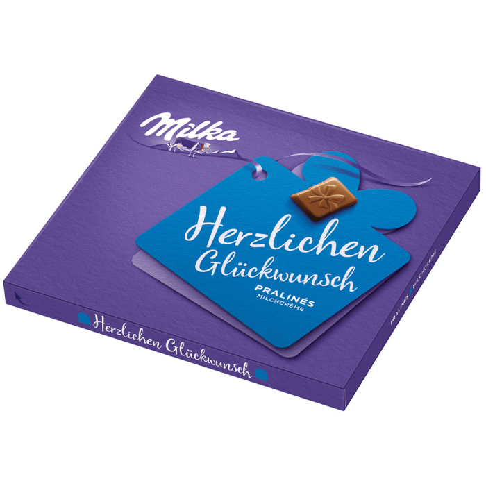 Milka Herzlichen Glückwunsch Pralinés Alpenmilch Schokolade Pralinen 110g