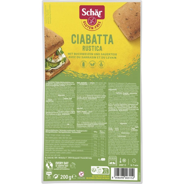 Schär Ciabatta Rustica Glutenfrei zum Fertigbacken 200g / 7.05oz