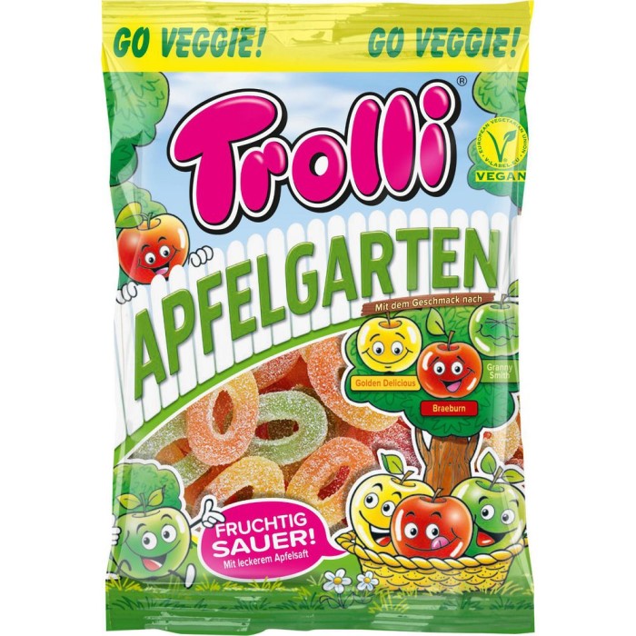 Trolli Fruit Gummi apple garden sour vegan, 150 g – Peppery Spot