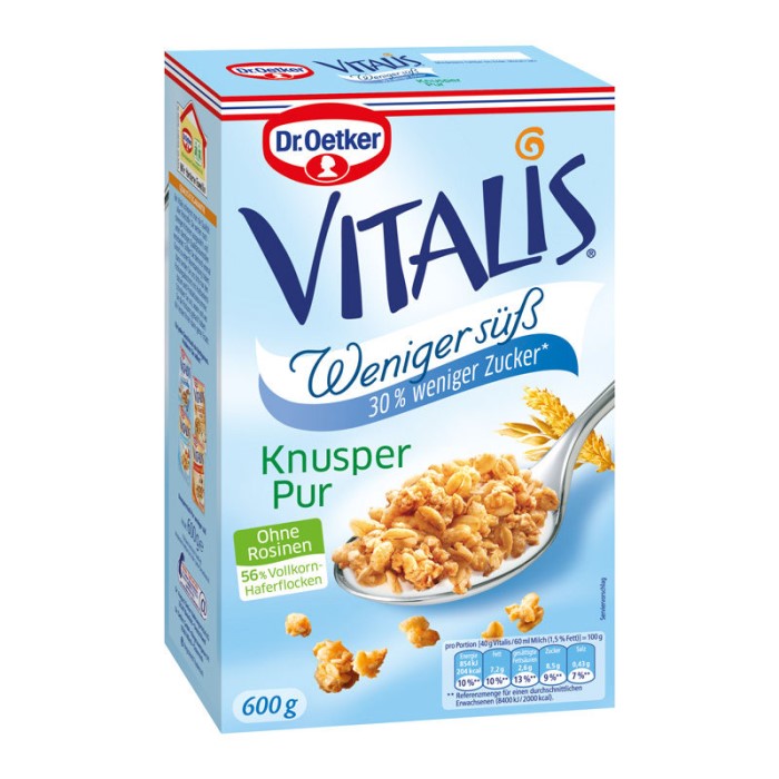 Dr. Oetker Vitalis Knusper Müsli Pur Weniger süß 600g