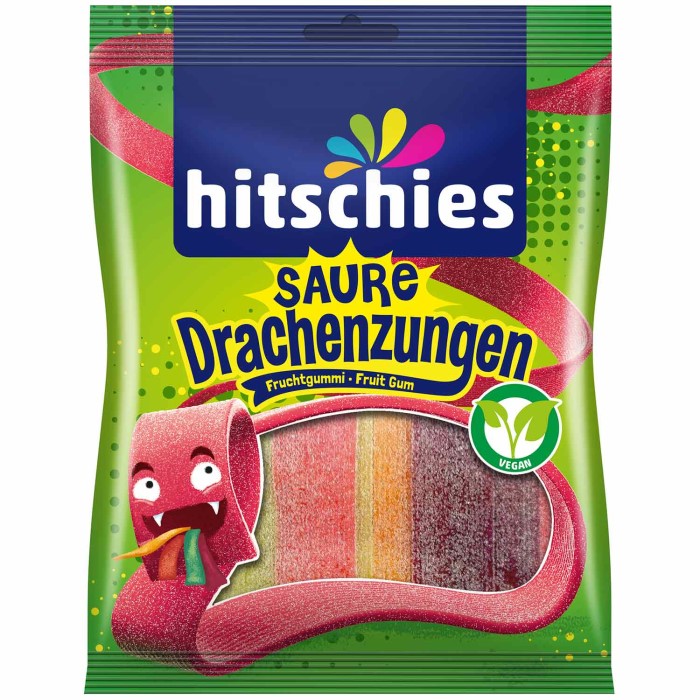 hitschies Sour Dragon Tongues Fruit Gum Vegan 125g / 4.4 oz