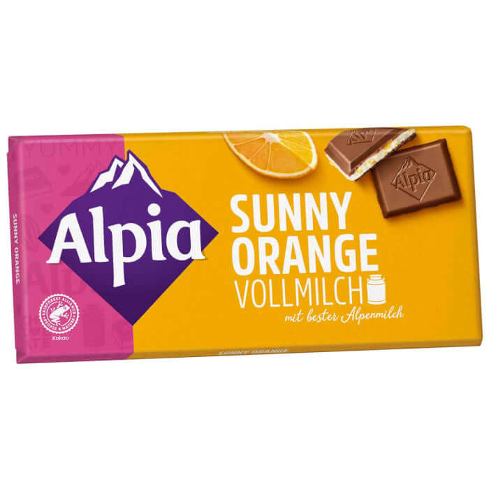 Alpia Sunny Orange Vollmilch Schokoladen Tafel 100g / 3.52oz