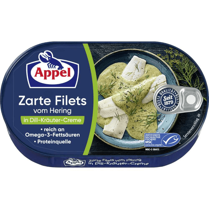 Appel Zarte Heringsfilets in Dill-Kräuter-Creme 200g / 7.05oz