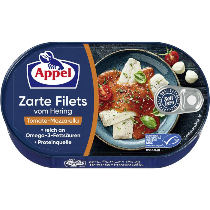 Appel Zarte Heringsfilets Tomate-Mozzarella 200g / 7.05oz
